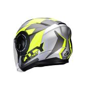 CASQUE JET DOUBLE ECRAN TRENDY  KAMAK GRIS / JAUNE MAT