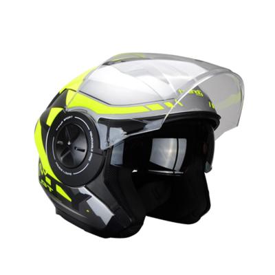 CASQUE JET DOUBLE ECRAN TRENDY  KAMAK GRIS / JAUNE MAT