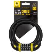 ANTIVOL VELO CABLE A CODE D12X 0.65M AUVRAY COMBI 12 NOIR / JAUNE