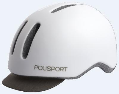 CASQUE CYCLISTE POLISPORT COMMUTER  BLANC  ECLAIRAGE AR 