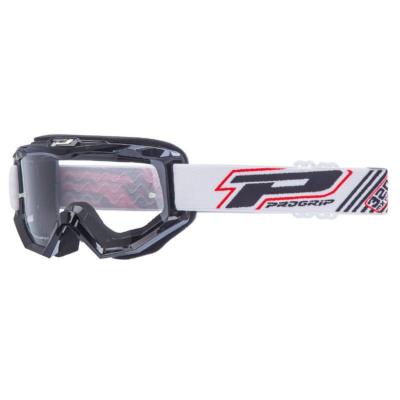 MASQUE/LUNETTES CROSS PROGRIP 3201 ATZAKI NOIR ECRAN TRANSPARENT ANTI-RAYURES/ANTI U.V