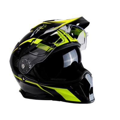 CASQUE CROSS DOUBLE ECRAN  MX ESCAPE NOIR / JAUNE FLUO 