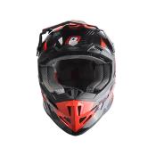 CASQUE CROSS DOPPLER NOIR / ROUGE VERNI L